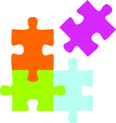 Obraz premium Pieces of jigsaw puzzle or teamwork concept flat vector color icon for apps and websites