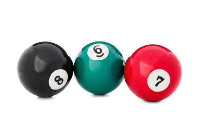 Billiard balls on white background
