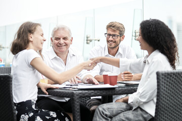 Fototapeta premium Business handshake. Business handshake and business people concept.