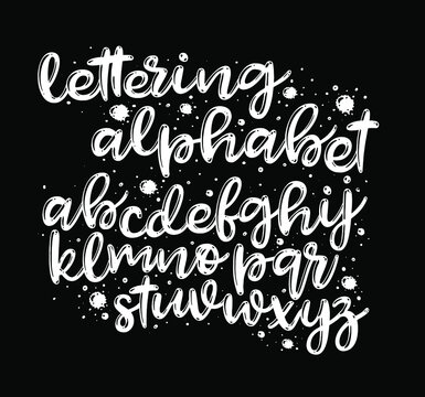 Vector hand drawn alphabet isolated on white background. Brush painted letters. Decorative artistic font. Black letters.	
