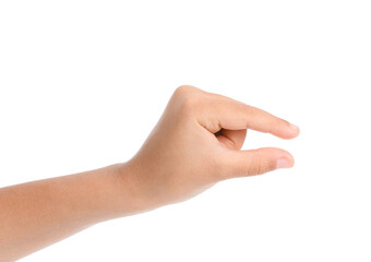 Child holding something on white background