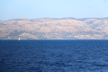 Sailing boat and beautiful Adriatic sea landscape in Croatia.