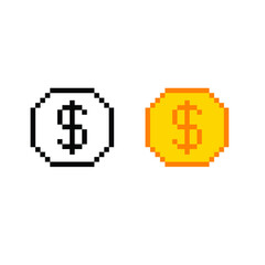 Fototapeta premium dollar icon vector pixel dollar coin