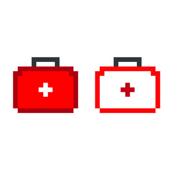 pixel ambulanse icon medicine case  sign vector cartoon