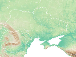 Physical map of Europe, Ukraine and borders. Russia and Belarus, Crimea and the Black Sea. Borders and provinces of Ukraine, map. Military maneuvers at the borders