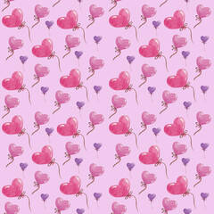 watercolor seamless pattern for Valentines Day can be used for wrapping paper, boxes, fabric