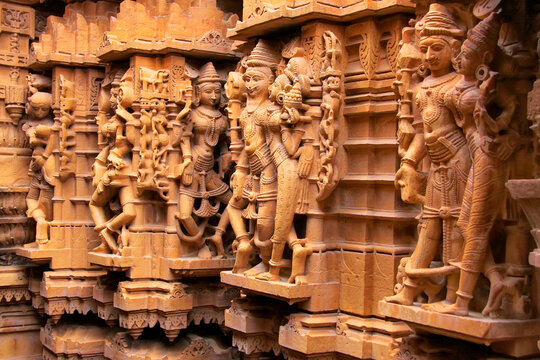 JAISALMER, INDIA - FEBRUARY 15: Interior of Jain temple on February 15, 2011 in Jaisalmer, India. Jaisalmer is called the "Golden City" because of the yellow sandstone used in every architecture of th