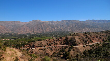 View of the valley of the mountains in Ojai Valley