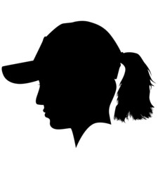 women profile picture with long hair and tennis head sun protection visor realistic silhouette
