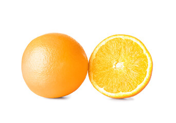 Fresh juicy oranges isolated on white background