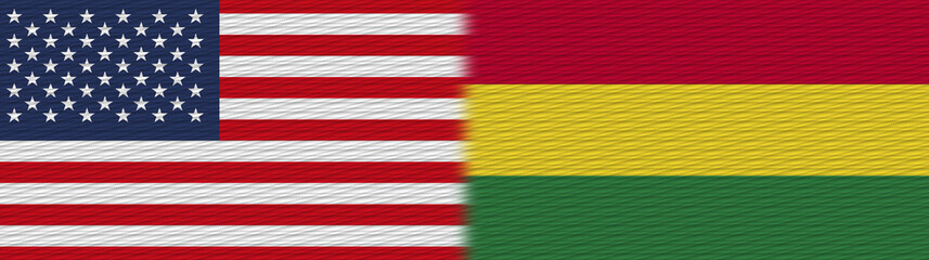 Bolivia and United States Of America Fabric Texture Flag – 3D Illustration