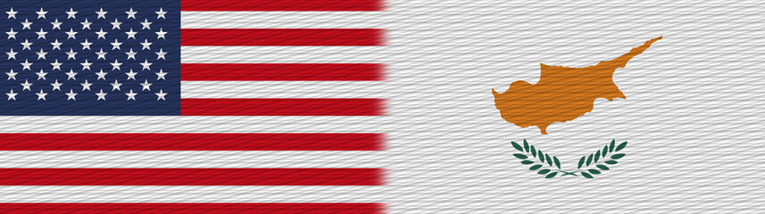 Cyprus and United States Of America Fabric Texture Flag – 3D Illustration
