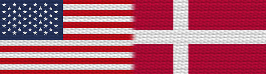Denmark and United States Of America Fabric Texture Flag – 3D Illustration