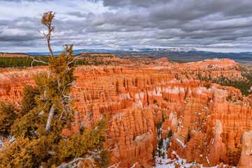 The Bryce Canyon under the cloudy sky in Utah, USA
