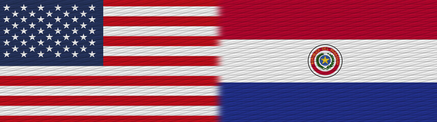 Paraguay and United States Of America Fabric Texture Flag – 3D Illustration