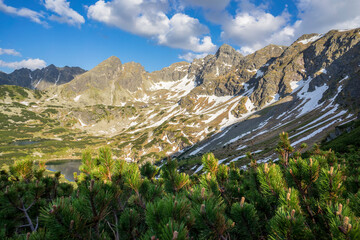 View of Green Gasienicowa Valley with the peaks of the High Tatras.