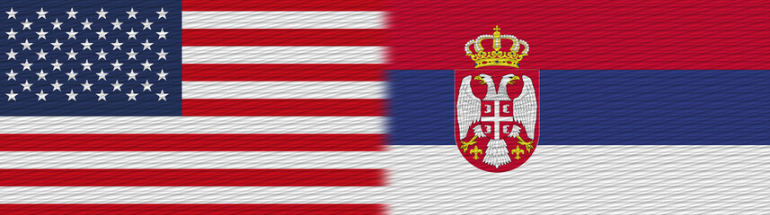 Serbia and United States Of America Fabric Texture Flag – 3D Illustration