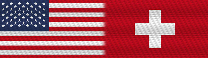 Switzerland and United States Of America Fabric Texture Flag – 3D Illustration