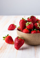 Close strawberries in a bowl