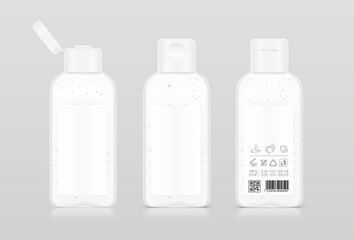 Antibacterial hand sanitizer set. Realistic vector illustration. Ready for use in your design. EPS10.	