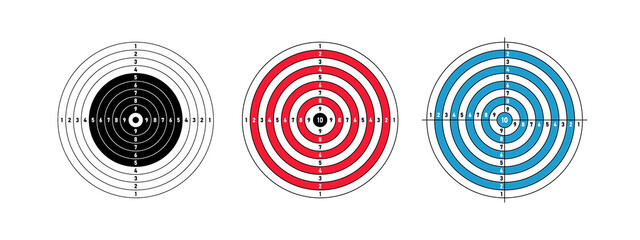 Set round target for target shooting competition. Template target with numbers for shooting range or pistol shooting. Vector illustration © NazArt