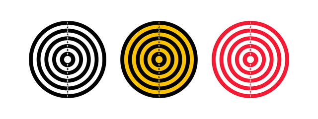 Set round target for target shooting competition. Template target with numbers for shooting range or pistol shooting. Vector illustration