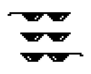 Black pixel glasses. Like a boss meme. Mafia gangster funky logo. Vector illustration graphic design