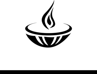 Diya vector for event decoration black and white 