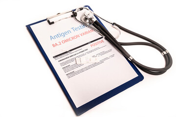 Positive antigen test result for the new Ncov19 Omicron variant BA.2.