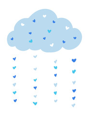 pastel blue cloud with heart for kids in cute doodle design