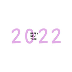 Happy New Year 2022 text design. Cover of business diary for 2022 with wishes. Brochure design template, card, banner. Vector illustration. Isolated on white background.	