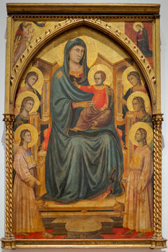 Master of Santa Cecilia , Madonna and Child Enthroned with Six Angels, 1320, tempera on wood panel, Uffizi Galleries, Florence, Italy