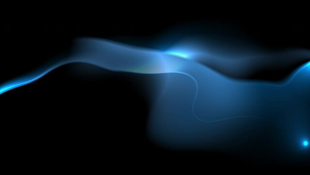 Glowing blue shiny smooth flowing waves abstract motion background. Seamless looping. Video animation Ultra HD 4K 3840x2160