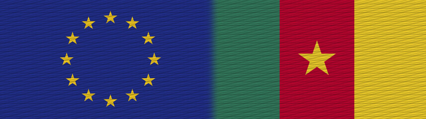 Cameroon and European Union Europe Fabric Texture Flag – 3D Illustration