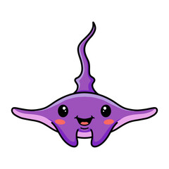 Cute little purple stingray cartoon