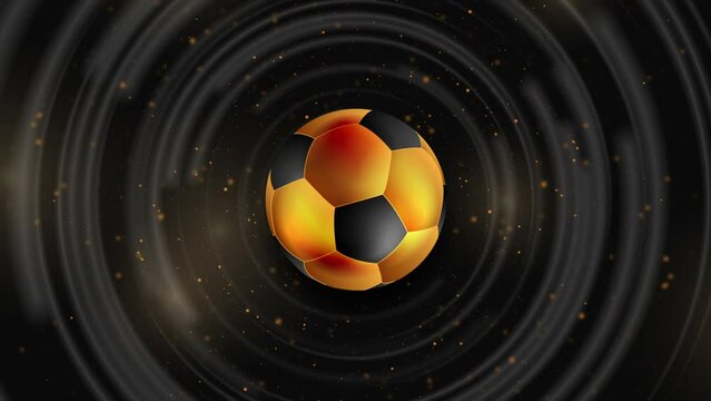 Luxury sport motion background with golden dots and soccer ball. Video animation Ultra HD 4K 3840x2160