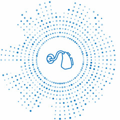 Blue line Hearing aid icon isolated on white background. Hearing and ear. Abstract circle random dots. Vector