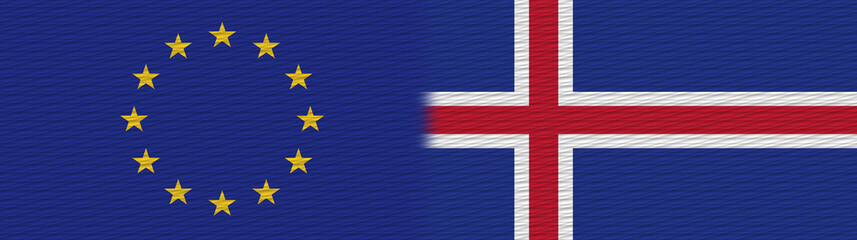 Fototapeta premium Iceland and European Union Europe Fabric Texture Flag – 3D Illustration