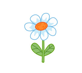 Chamomile flower. Vector illustration in cartoon childish style. Isolated funny clipart on white background. cute print.