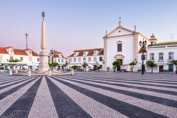 Beautiful sunrise view of Marquês de Pombal Square in Vila Real de Santo António, Algarve, Portugal.