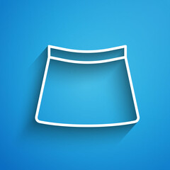 White line Skirt icon isolated on blue background. Long shadow. Vector