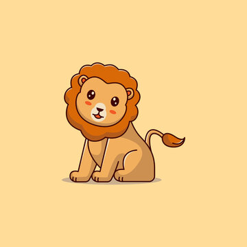 cute lion baby vector cartoon