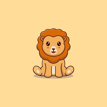 cute baby lion cartoon character