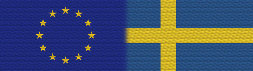 Sweden and European Union Europe Fabric Texture Flag – 3D Illustration