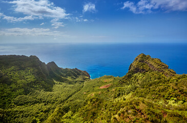 River valley along the Na Pali coastline, Kauai, Hawaii