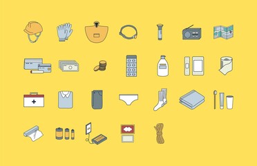 防災グッズのイラスト一覧　アイコン