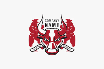 heraldic style bull and bear logo for capital management company