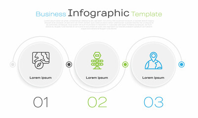 Set line City map navigation, Road barrier and Location the globe. Business infographic template. Vector