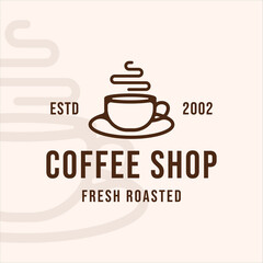 mug or cup coffee shop logo line art vintage vector illustration template icon graphic design. drink or beverage sign or symbol for business