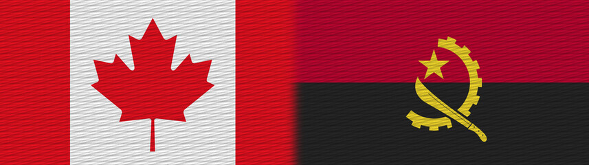 Angola and Canada Canadian Fabric Texture Flag – 3D Illustration